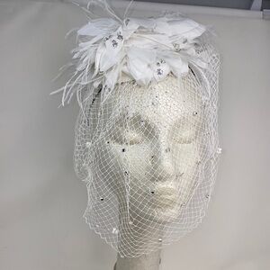 Eric Javits White Wedding Bridal Veil Hat